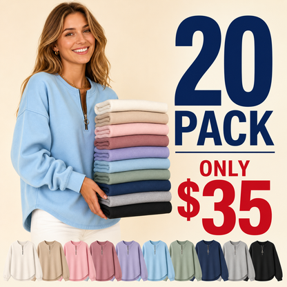 ⏰Clearance Sale⚡10 Pack for $28⚡Women's Oversized Half-Zip Pullover