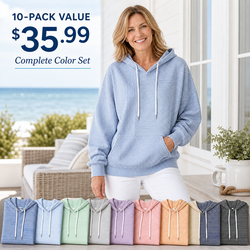 Women's Oversized Striped Hooded Pullover Sweatshirt