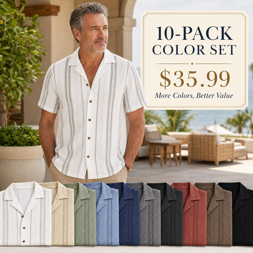 Men's Textured Short Sleeve Button-Up Shirt