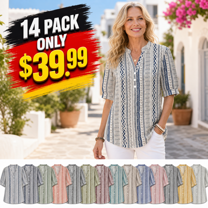 Women's Geometric Print Button-Front Blouse