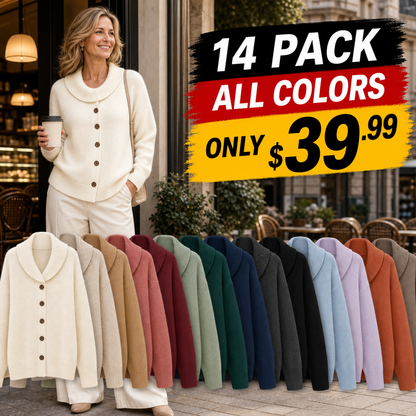 Women's Soft-Knit Shawl-Collar Button Cardigan
