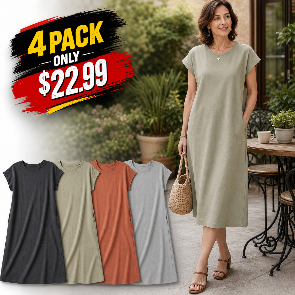 Women's Relaxed Crewneck T-Shirt Dress