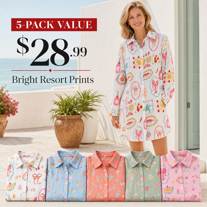 Women's Printed Long Sleeve Shirt Dress