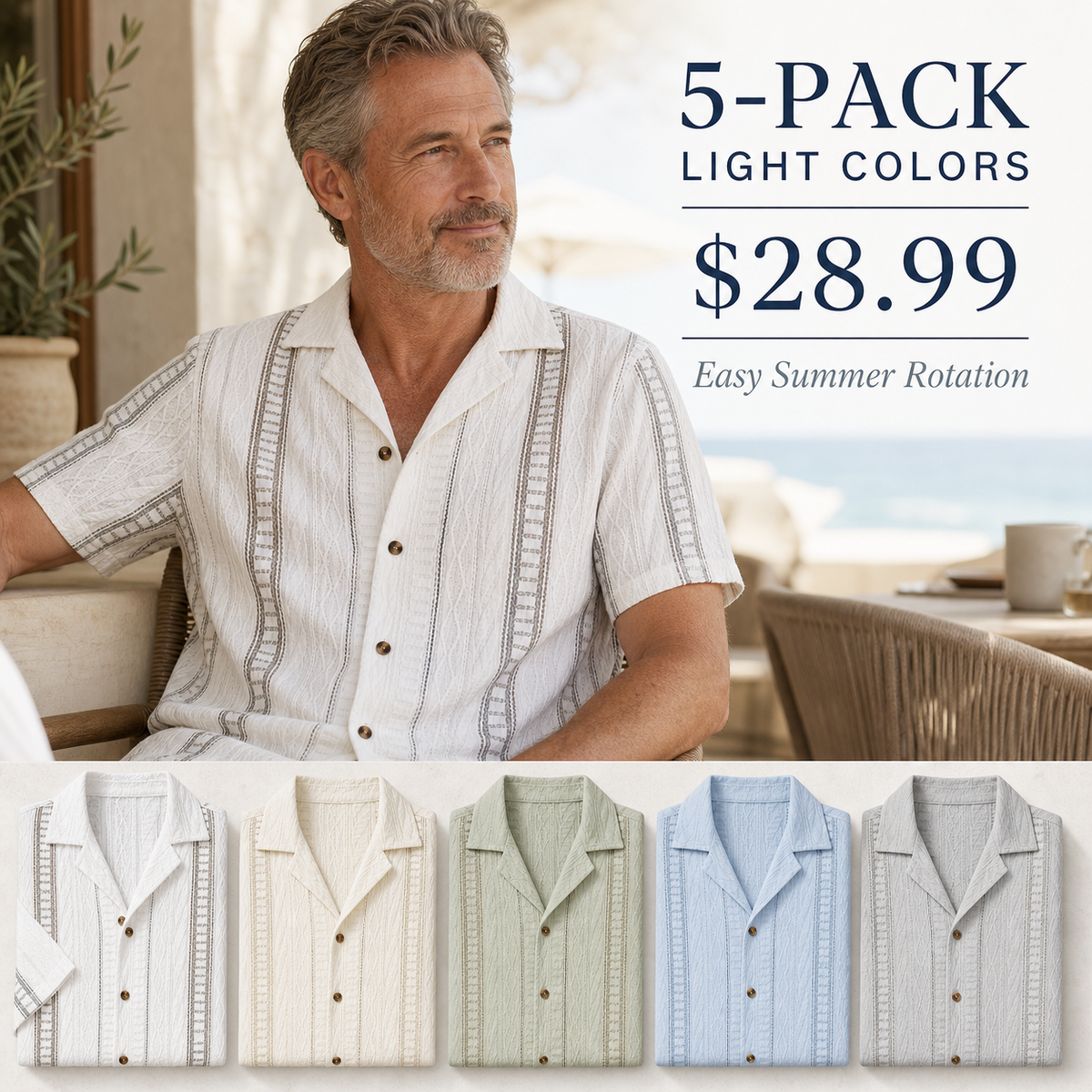 Men's Textured Short Sleeve Button-Up Shirt