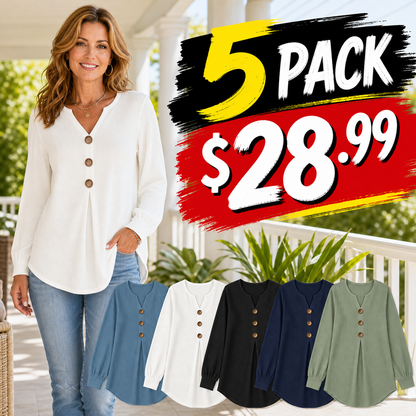 Women's Textured Button-Front Tunic Blouse