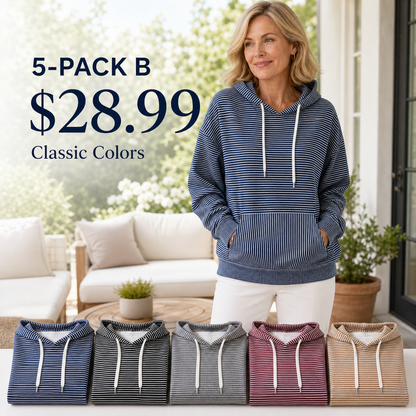 Women's Oversized Striped Hooded Pullover Sweatshirt