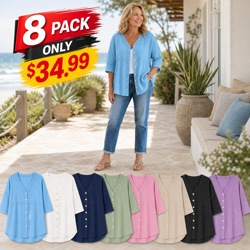 Women's Relaxed Embroidered Button-Front Cardigan Blouse