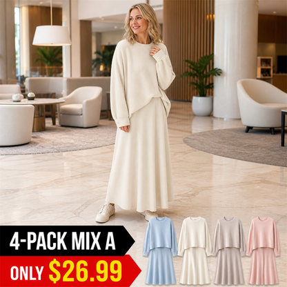 Women's Soft-Knit Relaxed Top and Maxi Skirt Set