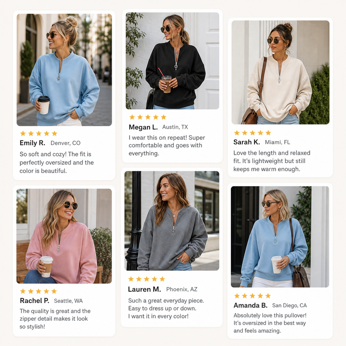 ⏰Final Clearance⚡10 Pack for $28⚡Women's Oversized Half-Zip Pullover