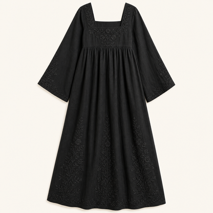 Women's Embroidered Square Neck Maxi Dress