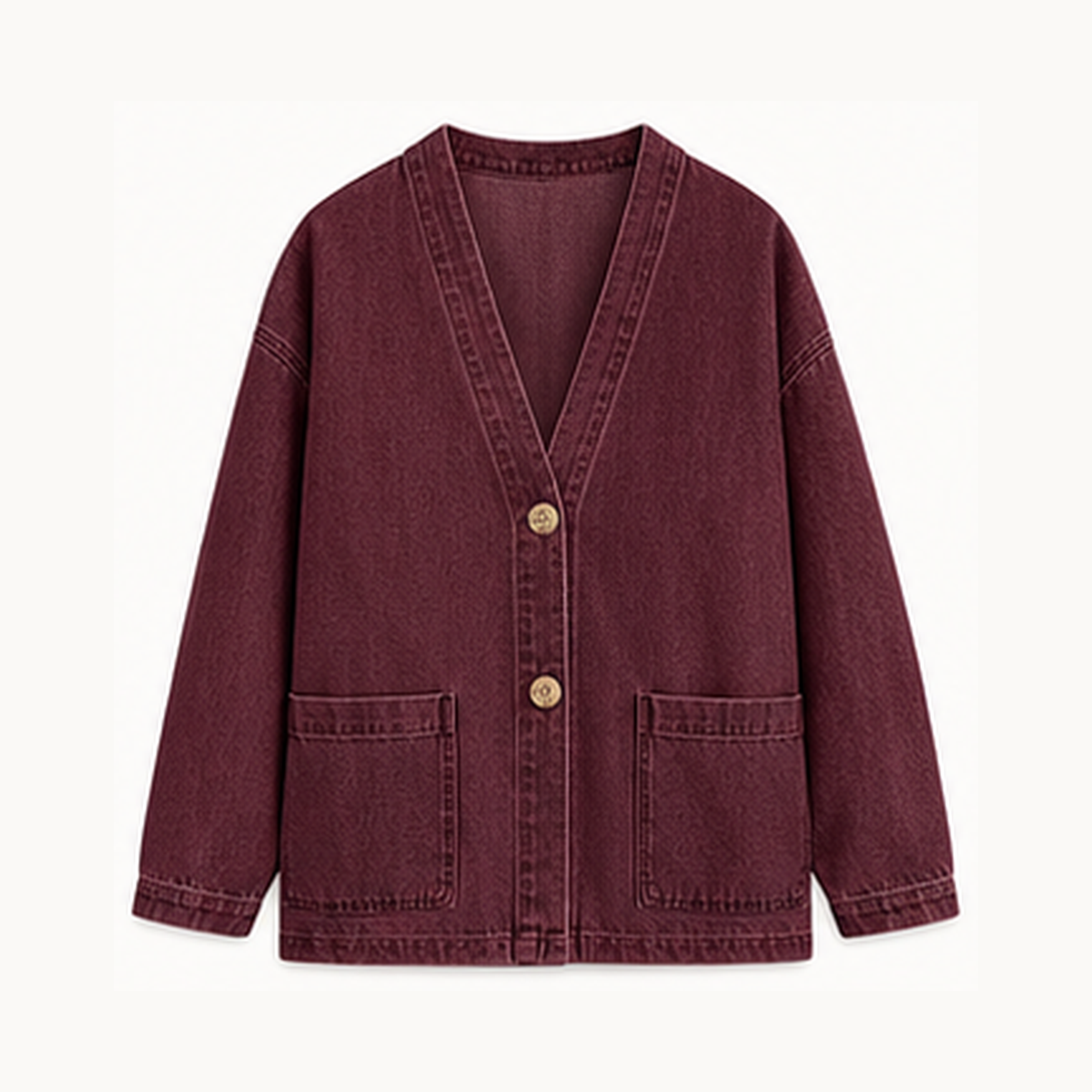 Women's Relaxed Denim-Look Button Cardigan Jacket