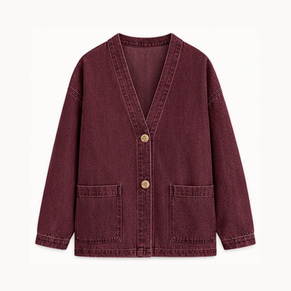 Women's Relaxed Denim-Look Button Cardigan Jacket