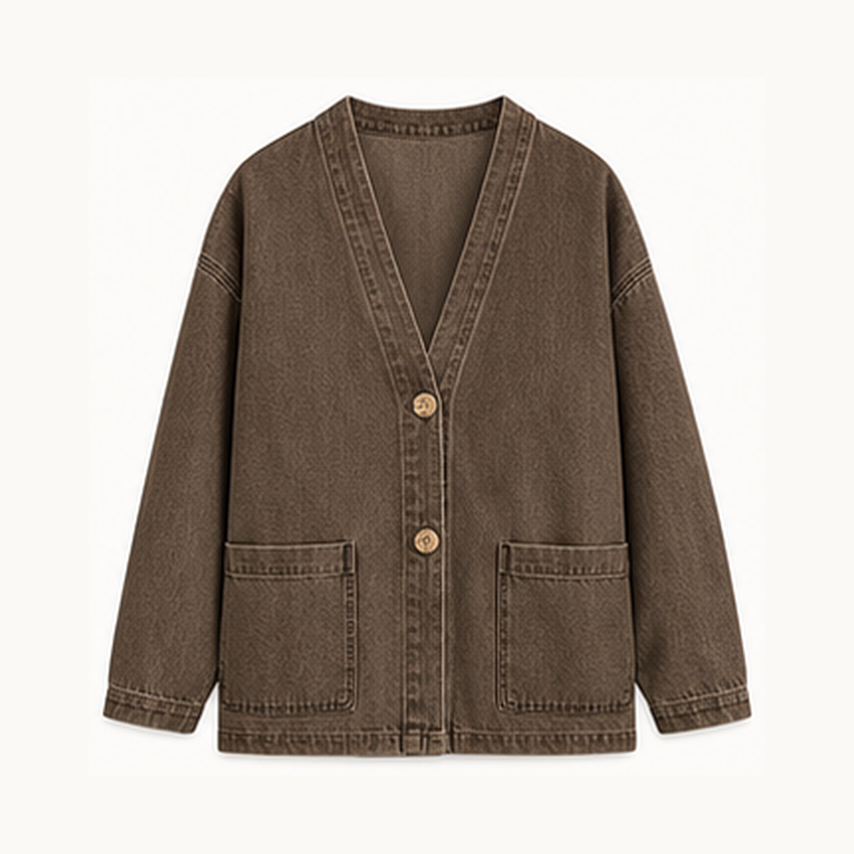 Women's Relaxed Denim-Look Button Cardigan Jacket