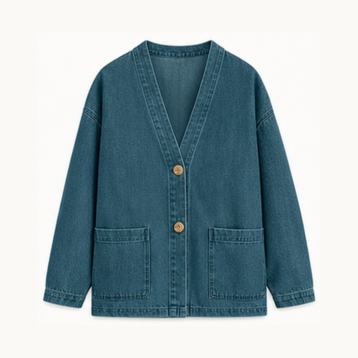 Women's Relaxed Denim-Look Button Cardigan Jacket