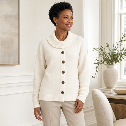 Women's Soft-Knit Shawl-Collar Button Cardigan