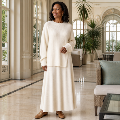 Women's Soft-Knit Relaxed Top and Maxi Skirt Set