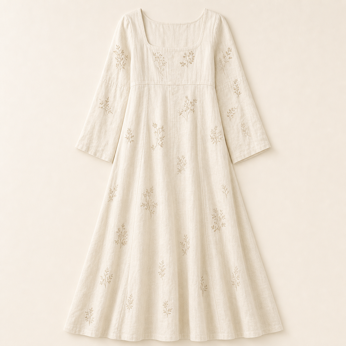 Women's Embroidered Square Neck Maxi Dress