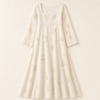 Women's Embroidered Square Neck Maxi Dress