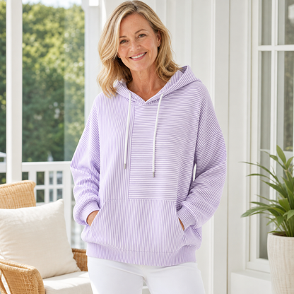 Women's Oversized Striped Hooded Pullover Sweatshirt