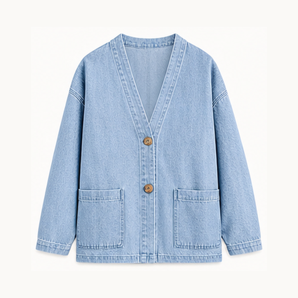 Women's Relaxed Denim-Look Button Cardigan Jacket
