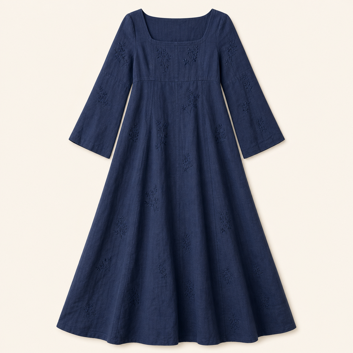 Women's Embroidered Square Neck Maxi Dress