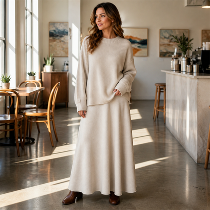 Women's Soft-Knit Relaxed Top and Maxi Skirt Set