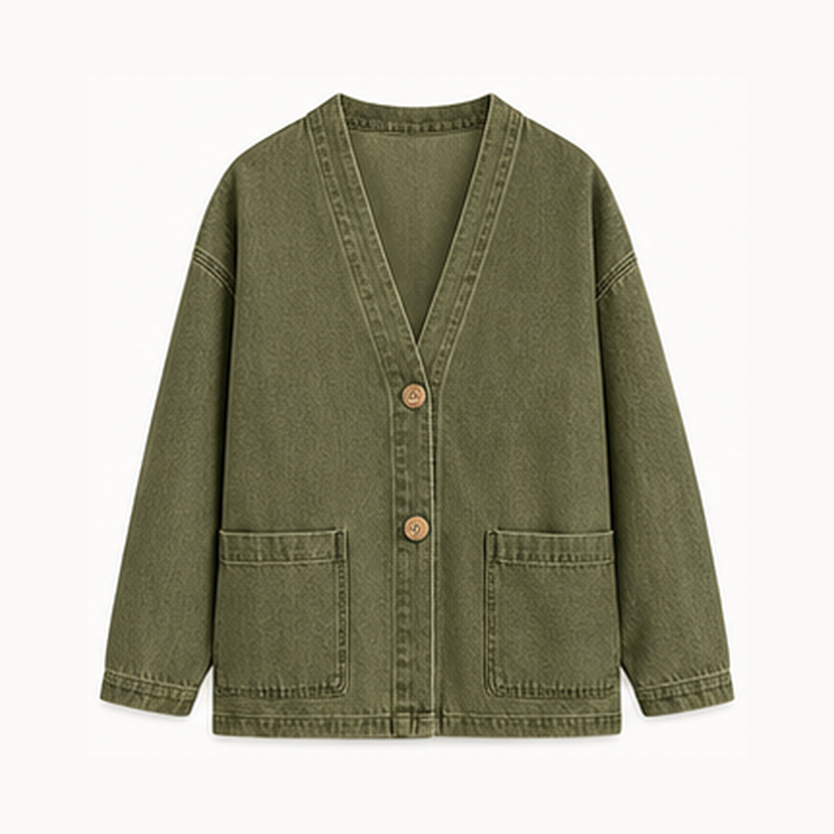 Women's Relaxed Denim-Look Button Cardigan Jacket