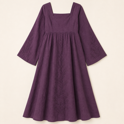 Women's Embroidered Square Neck Maxi Dress