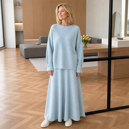Women's Soft-Knit Relaxed Top and Maxi Skirt Set