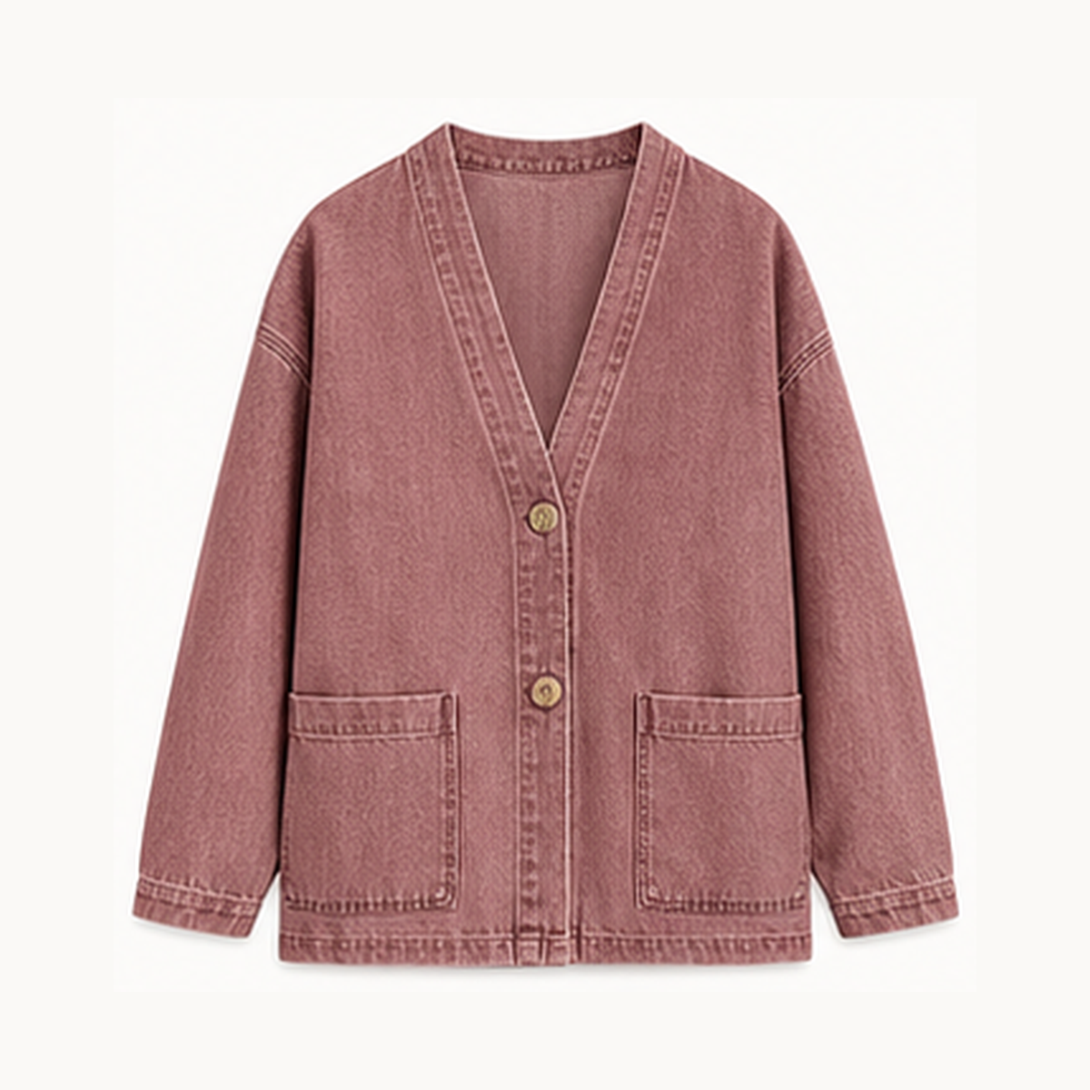 Women's Relaxed Denim-Look Button Cardigan Jacket