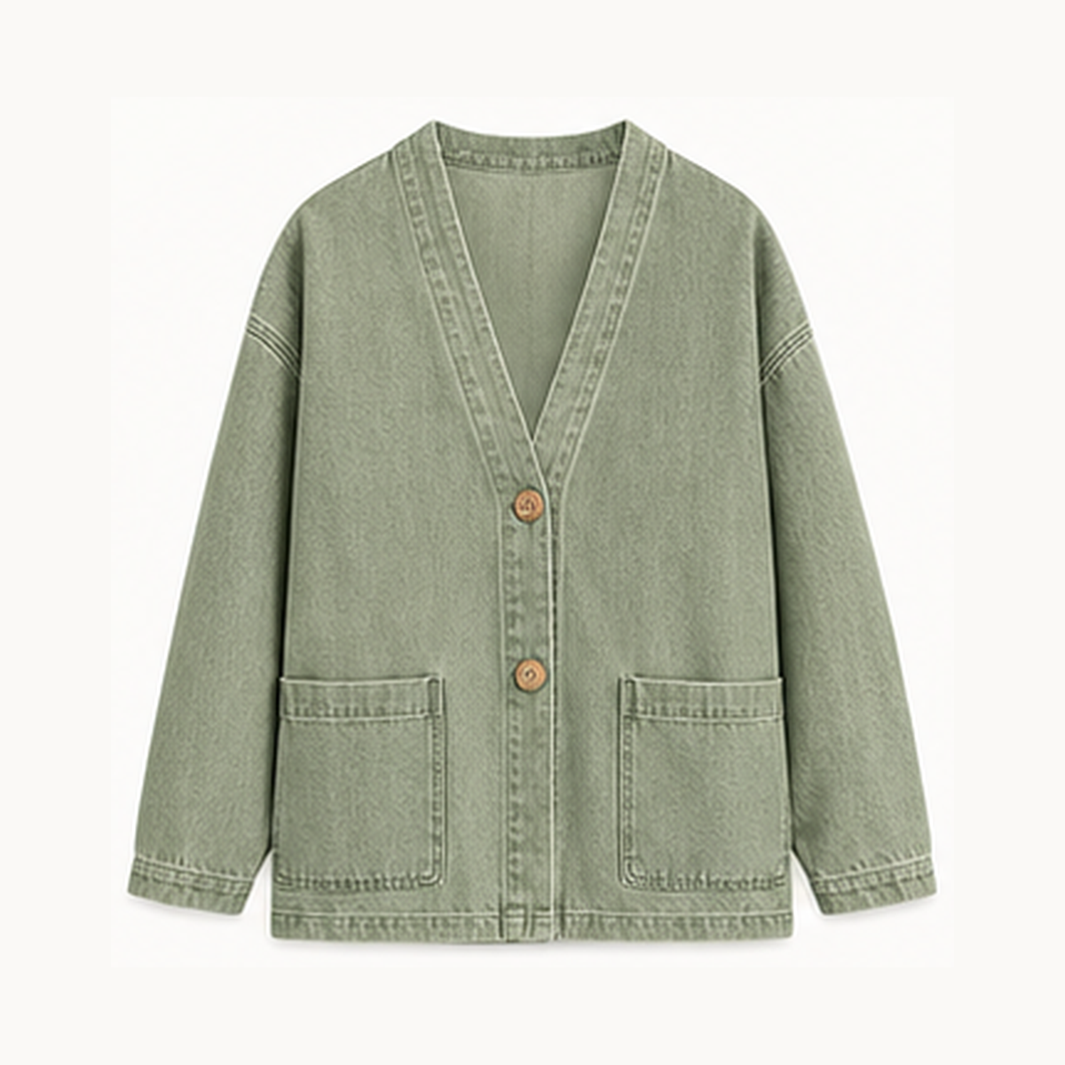 Women's Relaxed Denim-Look Button Cardigan Jacket