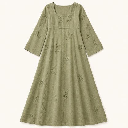 Women's Embroidered Square Neck Maxi Dress