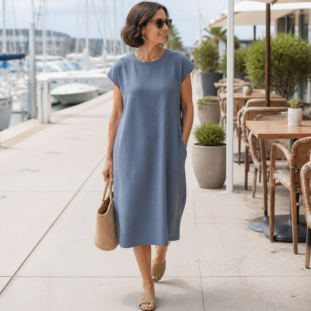 Women's Relaxed Crewneck T-Shirt Dress