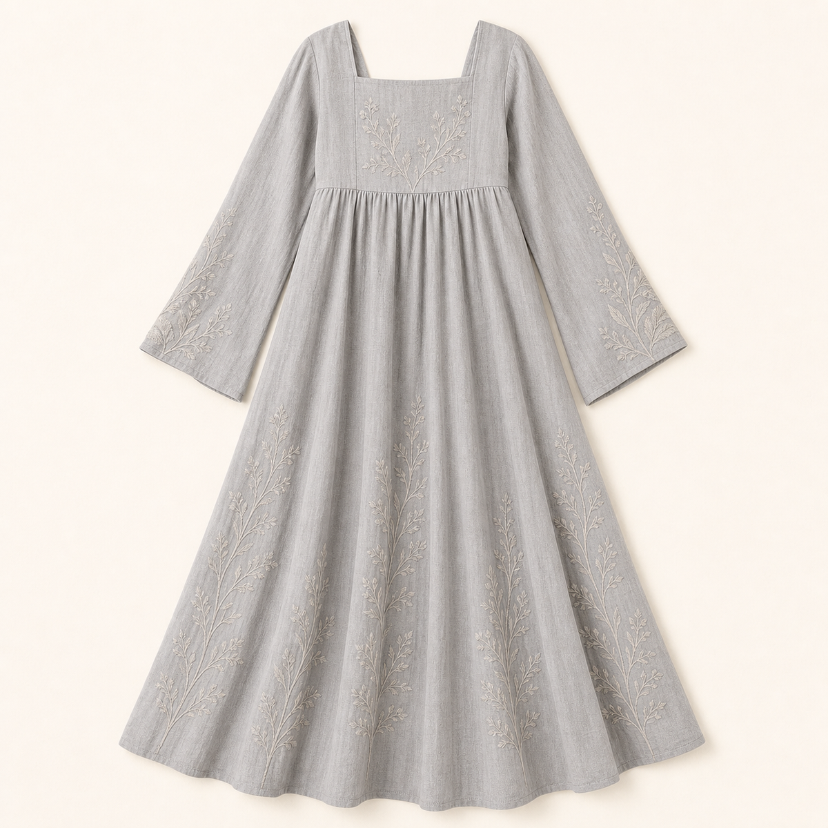 Women's Embroidered Square Neck Maxi Dress