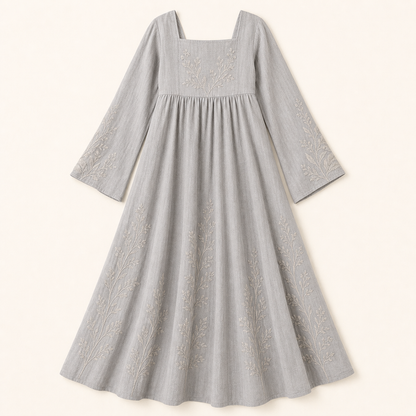 Women's Embroidered Square Neck Maxi Dress