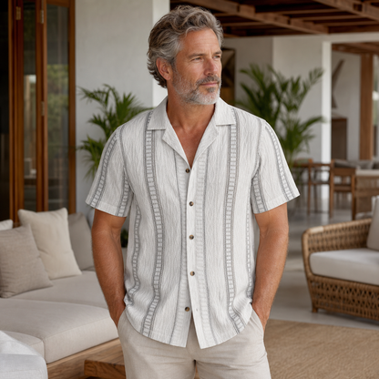 Men's Textured Short Sleeve Button-Up Shirt