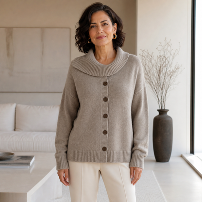 Women's Soft-Knit Shawl-Collar Button Cardigan