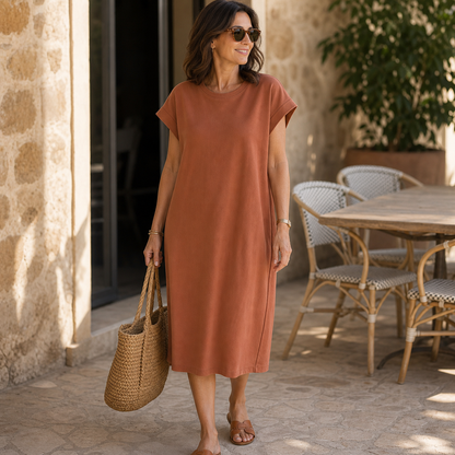 Women's Relaxed Crewneck T-Shirt Dress