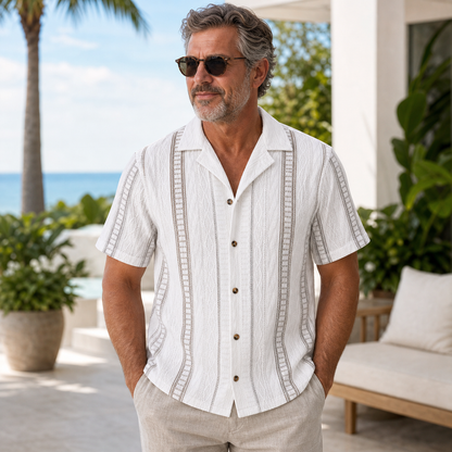 Men's Textured Short Sleeve Button-Up Shirt