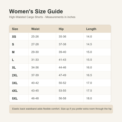 Women's High-Waisted Cargo Shorts with Elastic Back