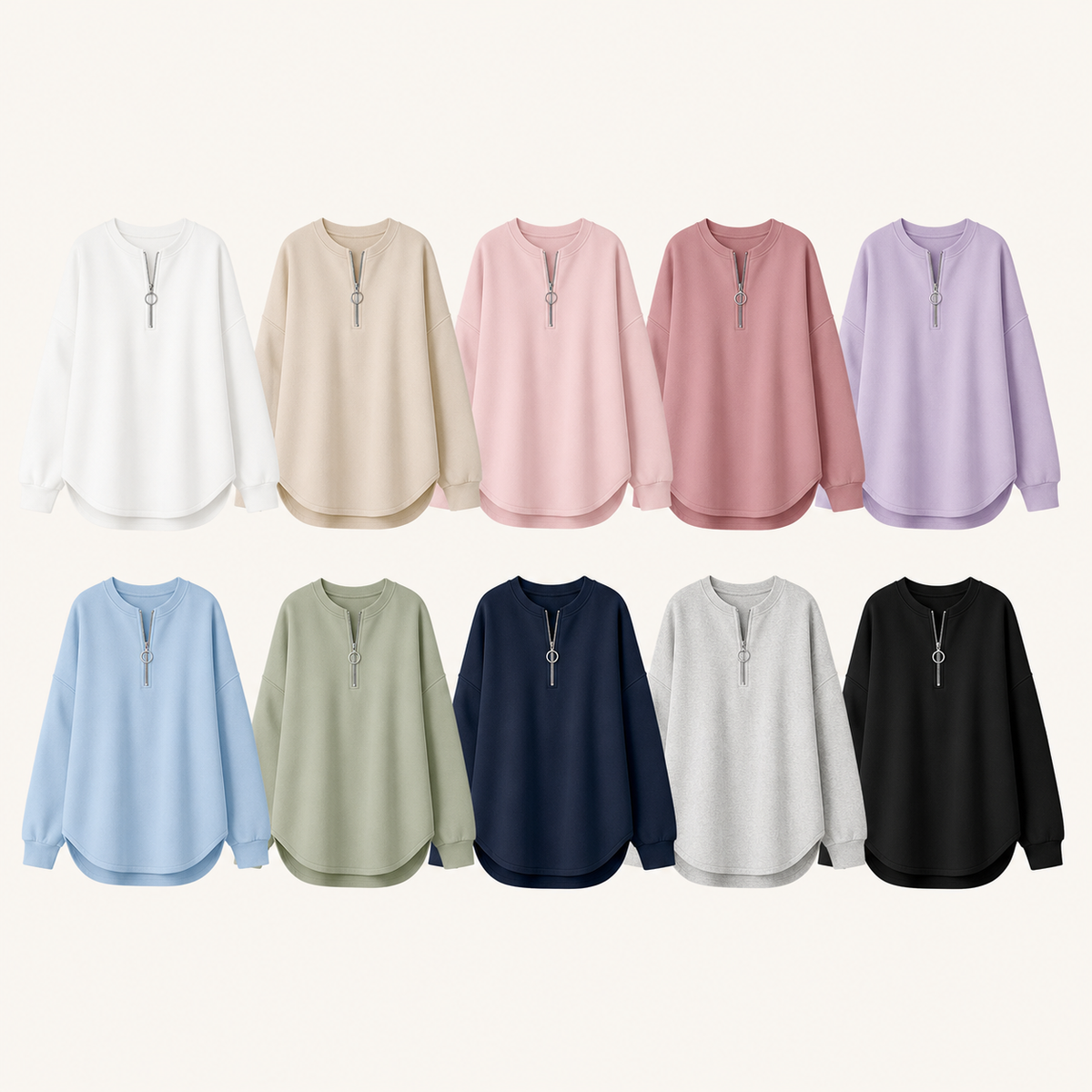 ⏰Clearance Sale⚡10 Pack for $28⚡Women's Oversized Half-Zip Pullover