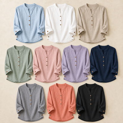 ⏰Clearance Sale⚡10 Pack Only $32⚡Women's Linen Mandarin Collar T-Shirt