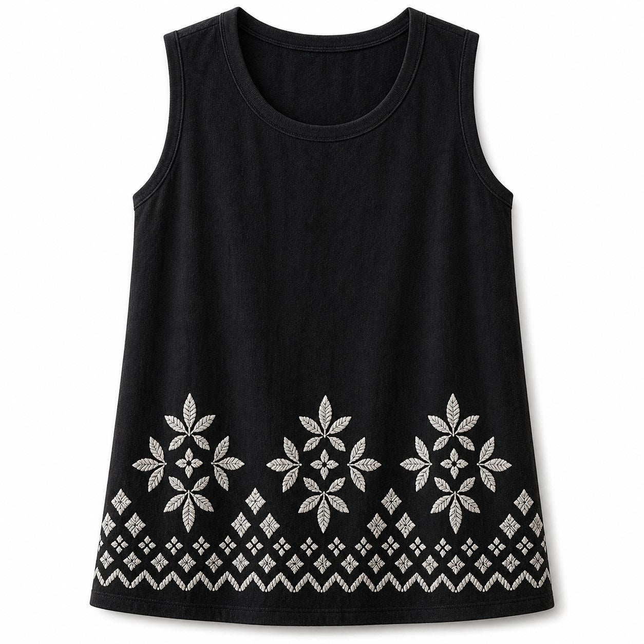 CLEARANCE SALE - Women's Embroidered Border Sleeveless Tank Top - 14 Colors & Bundle Deals