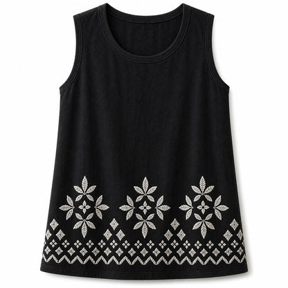 CLEARANCE SALE - Women's Embroidered Border Sleeveless Tank Top - 14 Colors & Bundle Deals
