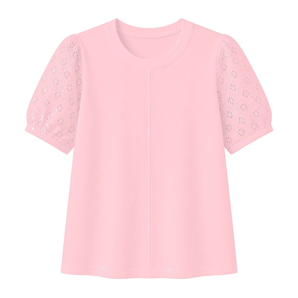 CLEARANCE SALE - Women's 95% Cotton Eyelet Sleeve Tee - 14 Colors & Bundle Deals