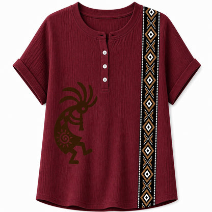 CLEARANCE SALE - Women's Southwest Kokopelli Henley Top - 14 Colors & Bundle Deals