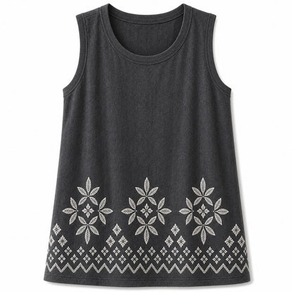 CLEARANCE SALE - Women's Embroidered Border Sleeveless Tank Top - 14 Colors & Bundle Deals