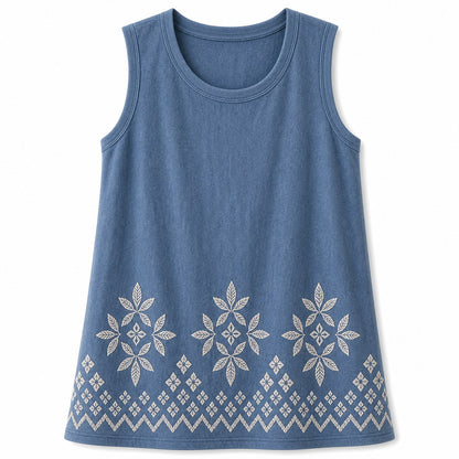 CLEARANCE SALE - Women's Embroidered Border Sleeveless Tank Top - 14 Colors & Bundle Deals