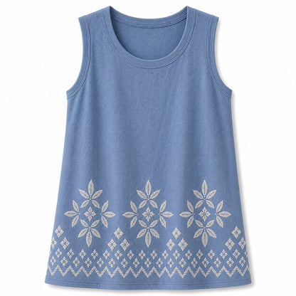 CLEARANCE SALE - Women's Embroidered Border Sleeveless Tank Top - 14 Colors & Bundle Deals