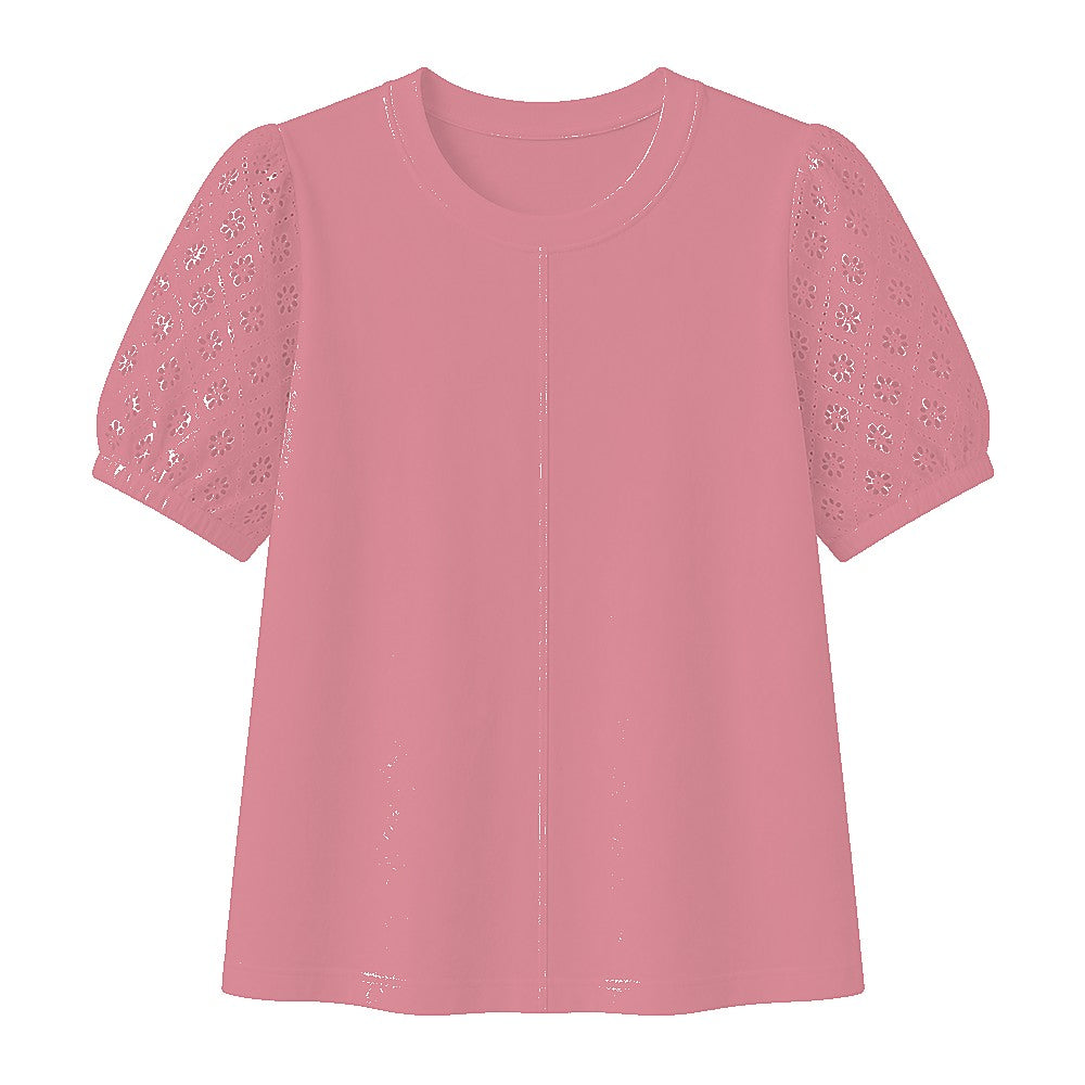 CLEARANCE SALE - Women's 95% Cotton Eyelet Sleeve Tee - 14 Colors & Bundle Deals